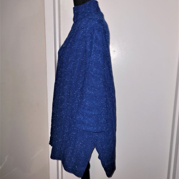 NWOT! ETRO Blue/Metallic Cable Oversized Mock Neck Sweater - EU 40/US S - Picture 3 of 5